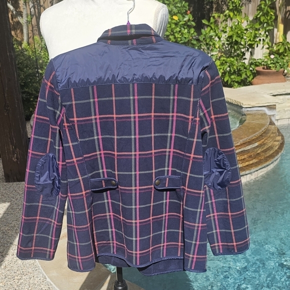 Nwot T by Talbots Blue Plaid Full Zip Jacket  Lp - Picture 12 of 13